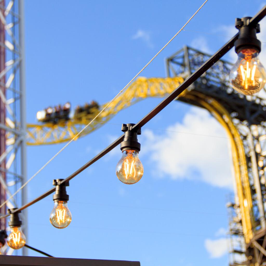 Lamps hanging in Linnanmäki